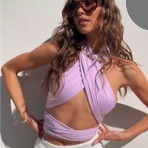 Princess Polly Lilac Twist Wrap Halter Top
